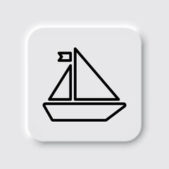 Boat simple icon. Flat desing. Neumorphism design.ai
