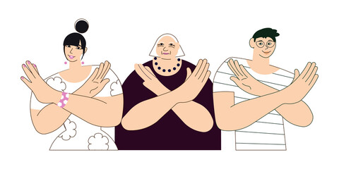 Young and elderly people gesturing Break The Bias