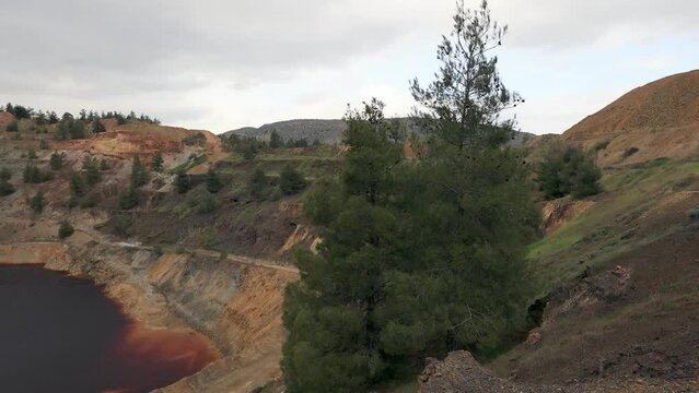 Mitsero Red lake in spring in Cyprus