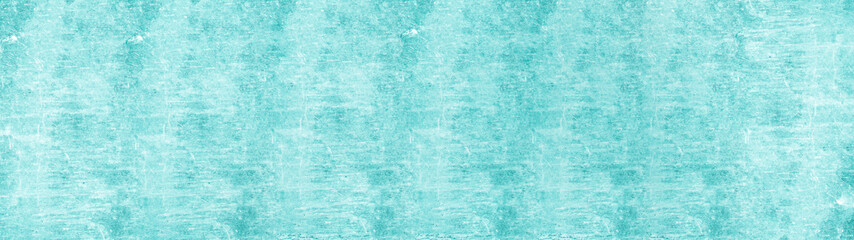 Bright pastel turquoise aquamarine colored painted paper texture background template pattern, long panoramic banner
