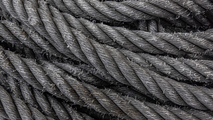 Grey twisted rope rope background in grey