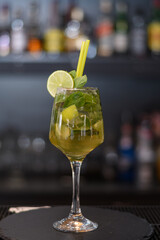 cocktail with lime and mint