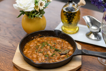 bean meal with a pestle