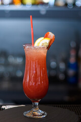 cocktail with ice and straw