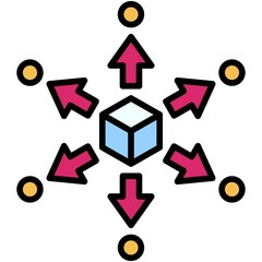 Decentralized icon, Blockchain related vector illustration