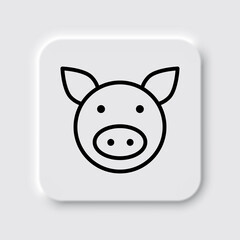 Pig simple icon. Flat desing. Neumorphism design.ai