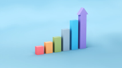 Colorful business financial success chart, 3d illustration