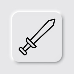 Sword simple icon. Flat desing. Neumorphism design.ai