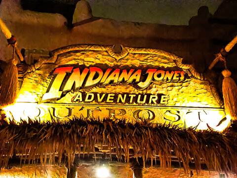 ANAHEIM,CA/USA - Nov 27,2010 : Sign Of Indiana Jones Adventure At Disney Land.