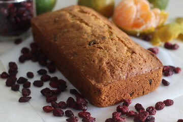 Orange cranberry bread. An orange flavoured quick bread with dried cranberries.