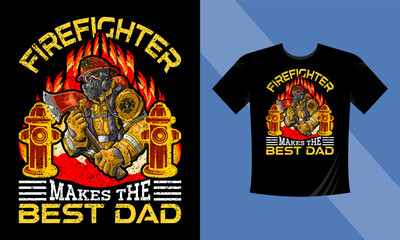 Firefighter makes the best dad T-Shirt Design vector illustration format that is perfect for t-shirts, coffee mugs, posters, cards, pillow covers, stickers, and Musk designs.
