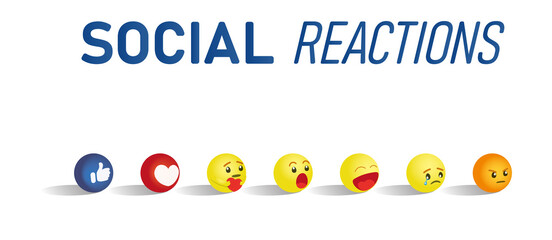 Social Reactions icon set isolated