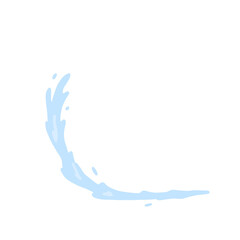 Jet of water. Abstract blue curved shape. Splash and spray liquid. Flat illustration