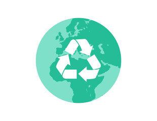 World recycle and ecology concept flat vector illustration.