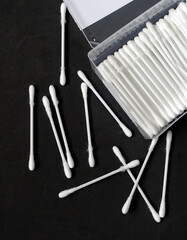 close-up cotton ear cleaning sticks,