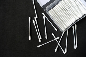 close-up cotton ear cleaning sticks,