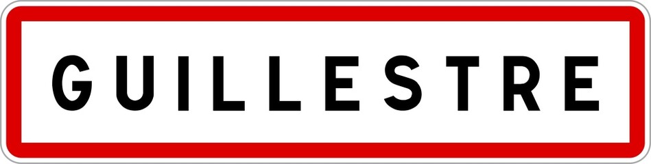 Obraz premium Panneau entrée ville agglomération Guillestre / Town entrance sign Guillestre