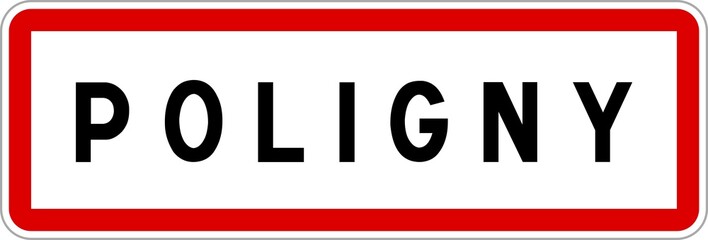 Panneau entrée ville agglomération Poligny / Town entrance sign Poligny