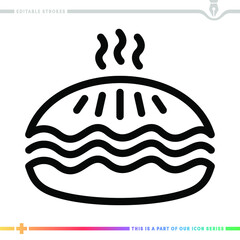 Line icon for pancake recipe illustrations with editable strokes. This vector graphic has customizable stroke width.
