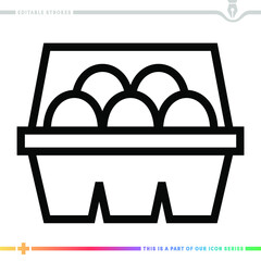 Line icon for pack of eggs illustrations with editable strokes. This vector graphic has customizable stroke width.