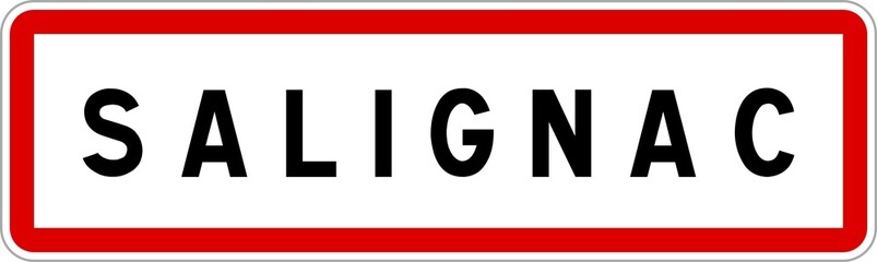 Panneau entrée ville agglomération Salignac / Town entrance sign Salignac
