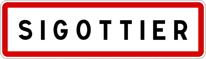 Panneau entrée ville agglomération Sigottier / Town entrance sign Sigottier