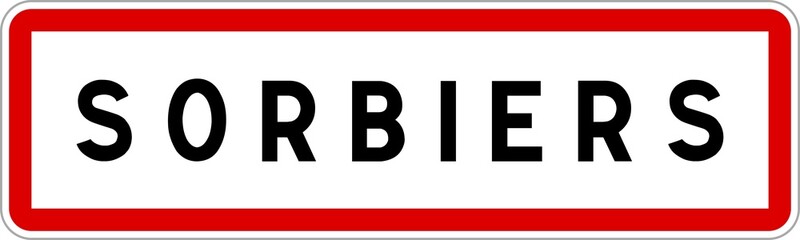 Panneau entrée ville agglomération Sorbiers / Town entrance sign Sorbiers