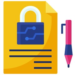 Digital signature icon, Blockchain related vector illustration