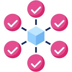 Network validation icon, Blockchain related vector illustration