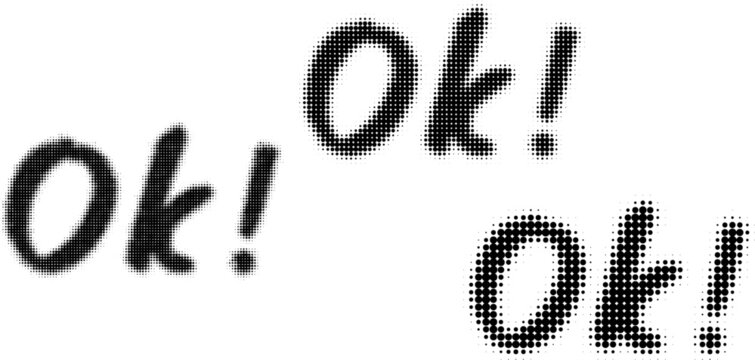 Fototapeta Vector set of inscriptions "Ok!" in the style of halftone dots effect. Solo change.