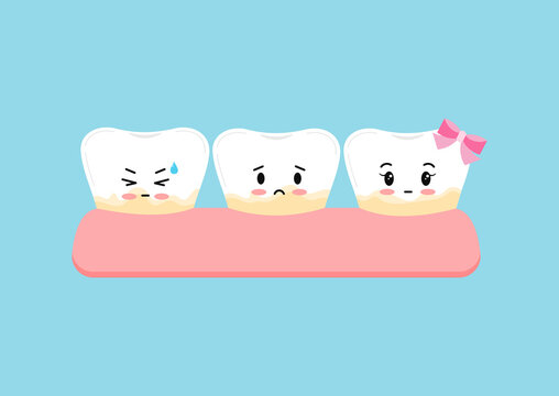 teeth, tooth, tartar, plaque, cute, kawaii, kids, gum, emoticon, face, comic, baby, sad, child, chewing, health, oral, dental, stone, vector, whitening, illustration, icon, care, yellow, clean, bad, c