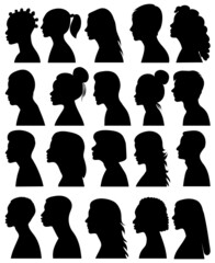 collection portrait people silhouette isolated vector