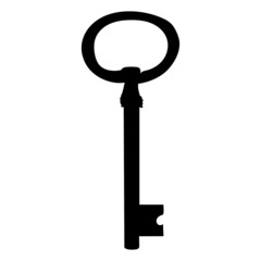 lock key silhouette isolated vector