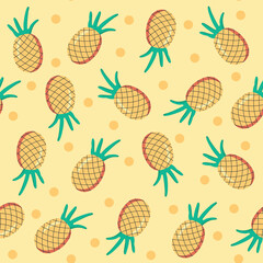 Seamless pattern with cute pineapples. Summer. Juice. Fruit. Juicy. Vector illustration