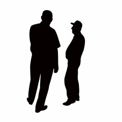 two men making chat, silhouette vector