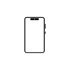 Black phone icon on white background.
Phone with a notch and a hole punch.