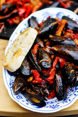 Grilled Catalan mussels.outdoor grilling