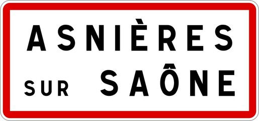 Panneau entrée ville agglomération Asnières-sur-Saône / Town entrance sign Asnières-sur-Saône