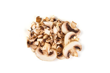 Champignons, close-up, isolated on white background.