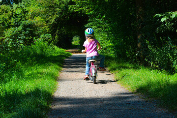 Bicycle Child Road Nature Path Green Summer Sun