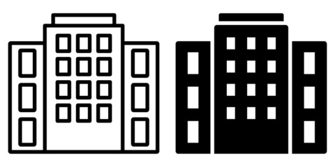 ofvs29 OutlineFilledVectorSign ofvs - office building vector icon . isolated transparent . black outline and filled version . AI 10 / EPS 10 . g11304