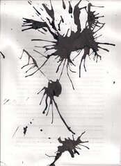 Texturas abstractas de tinta - Tinta negra derramada sobre papel