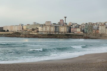 Playa de Riazor en A Coruña, Galicia