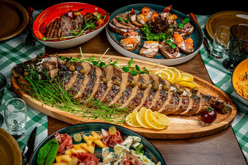 Stuffed carp fish in a restaurant