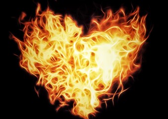Obraz na płótnie Canvas ハートの形に燃え上がる炎のイラスト