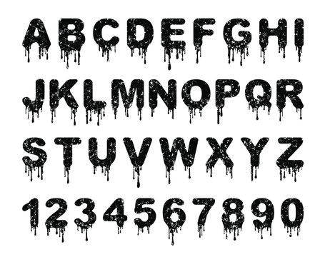 Set of dripping, grunge vector letters for your design