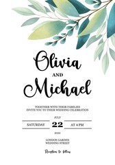 Hand Drawing Watercolor Floral Wedding greeting invitation card. Plants with Lettering. Template use for poster, card, print, postcard, flyers, invitation, wedding, birthday, celebration, anniversary
