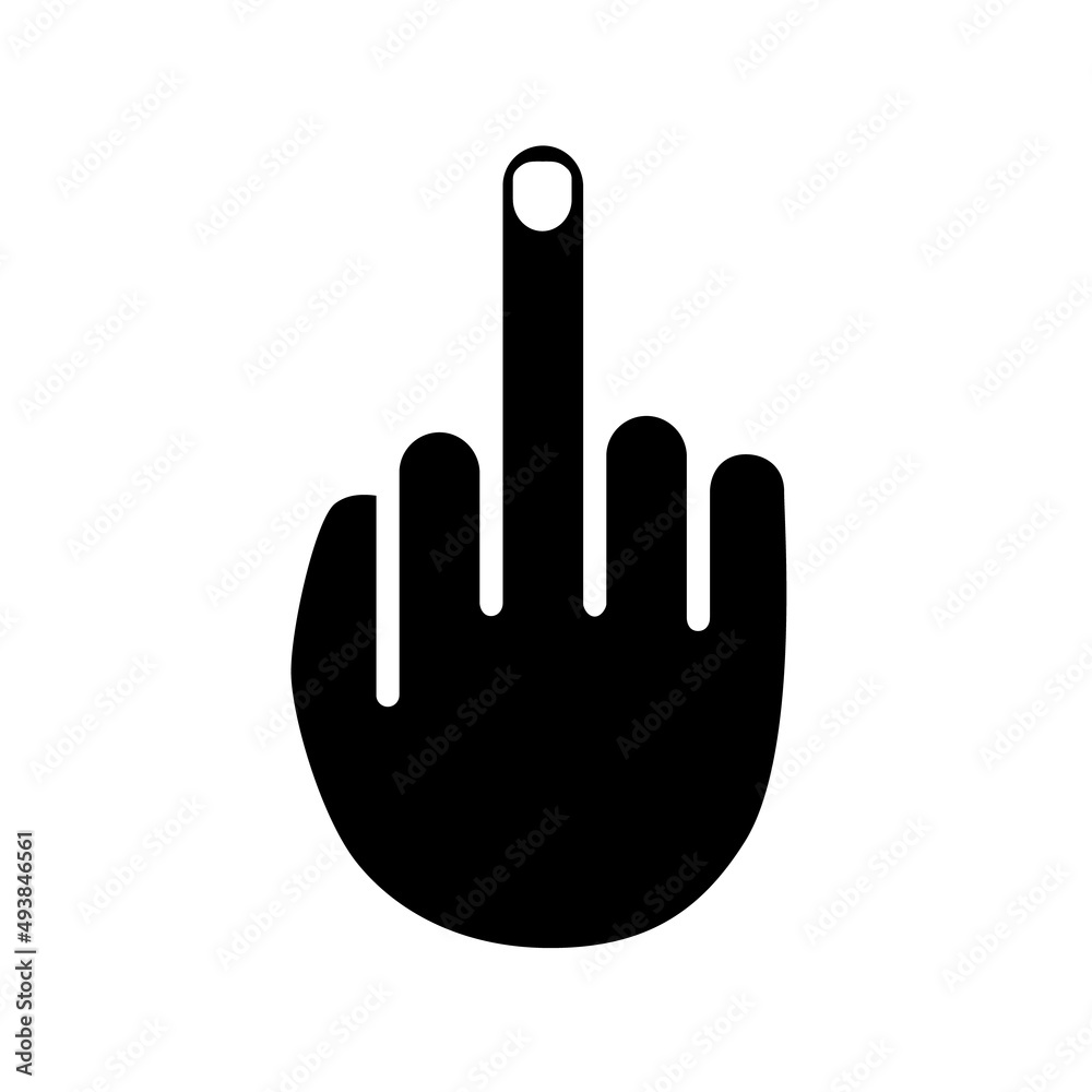 Canvas Prints Fuck gesture icon. The middle finger symbol is up. Obscene, phallic sign. Vector illustration isolated on white background