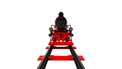 3D render of the vintage of the train. Modern red train.