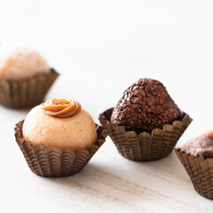 Brigadeiro candies - close up - White background